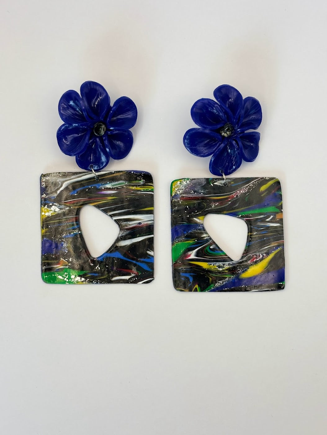 Polymer Clay Earrings - Galaxy Flower 01