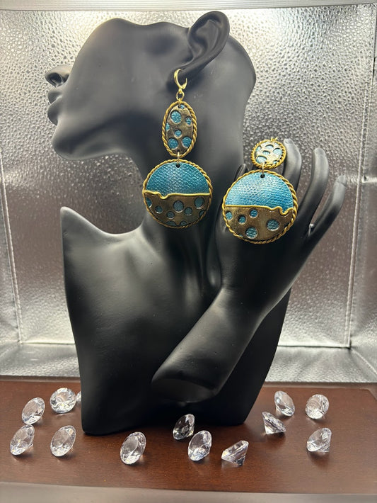 Polymer Clay Earrings - Metallic Lace Dangles