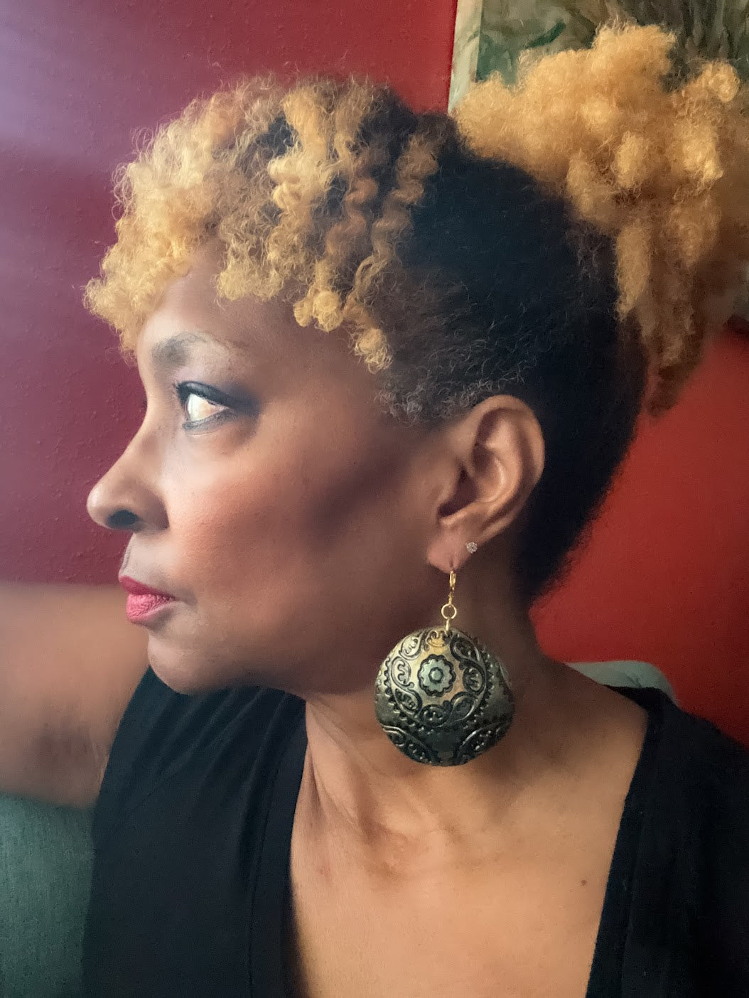 Polymer Clay Earrings - Metallic Flower