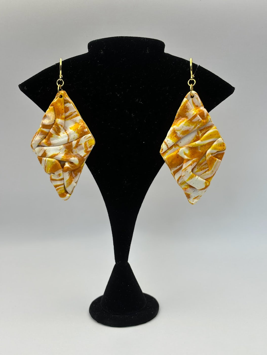 Polymer Clay Earrings - Draped Orangesicle