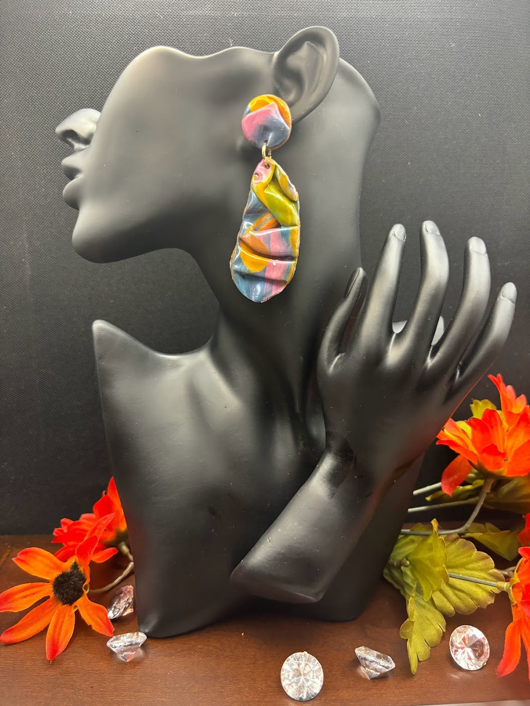 Polymer Clay Earrings - Abstract Colorful Drapes