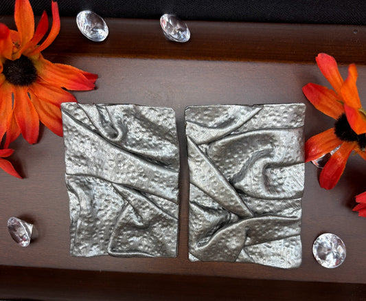 Polymer Clay Earrings - Big and Bold Silver Drapes