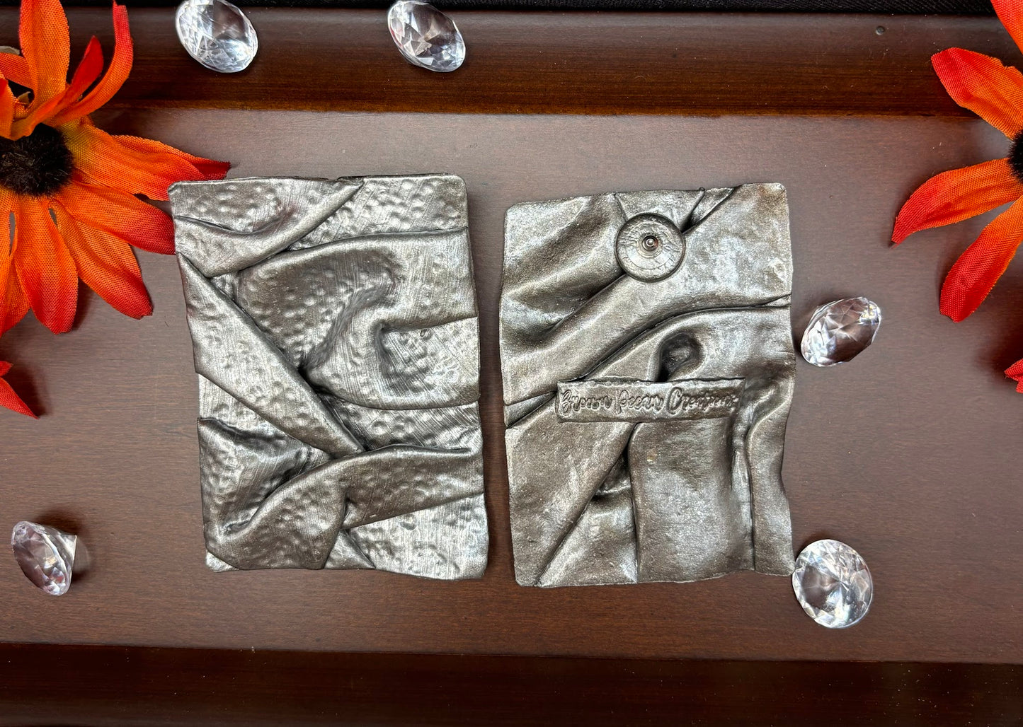 Polymer Clay Earrings - Big and Bold Silver Drapes