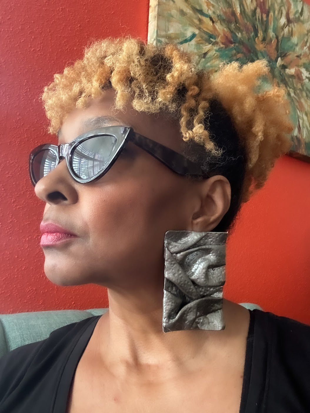 Polymer Clay Earrings - Big and Bold Silver Drapes