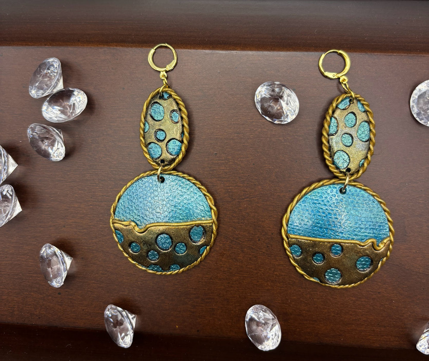 Polymer Clay Earrings - Metallic Lace Dangles