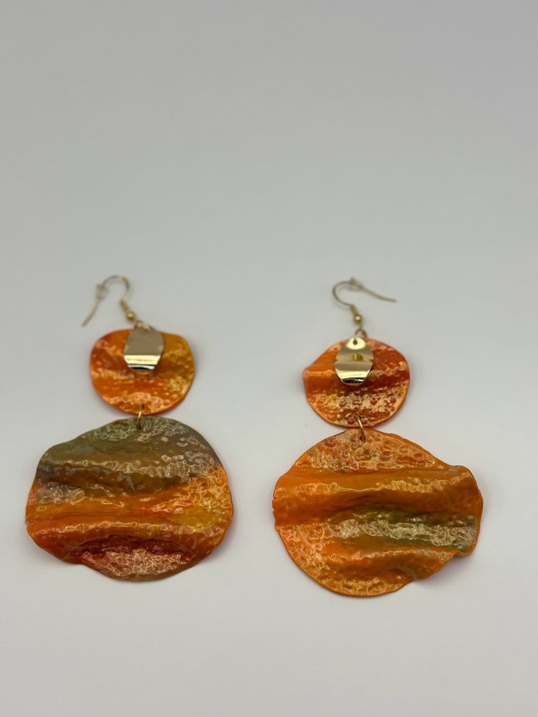 Polymer Clay Earrings - Orange Wave